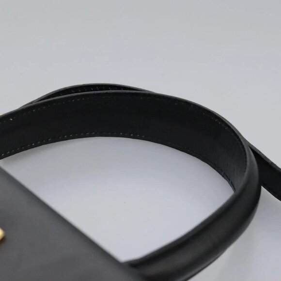 Salvatore Ferragamo Gancini Hand Bag Leather 2way Black Gold Auth MY114 - Picture 9 of 15